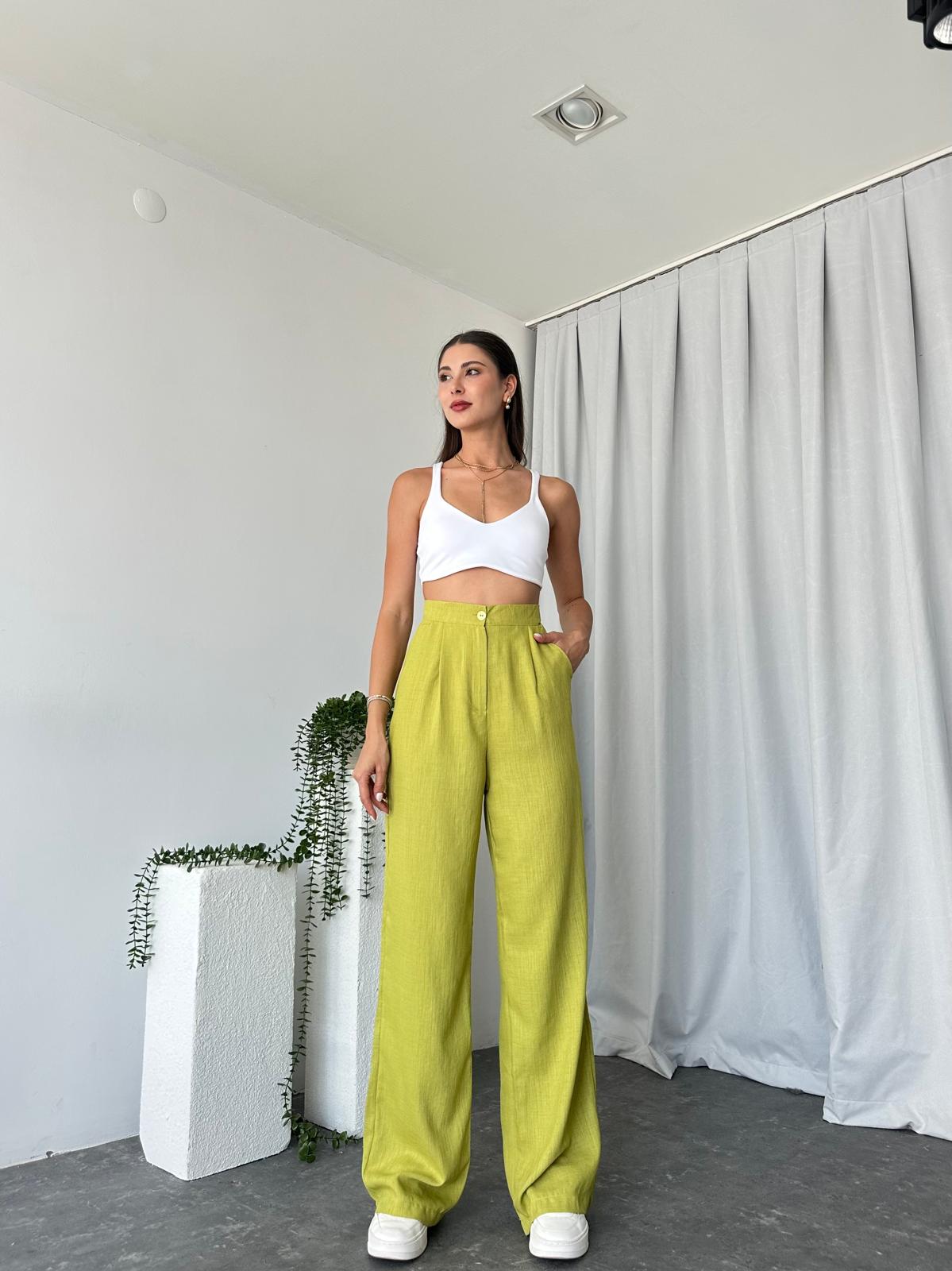 Yeşil Keten Pantolon