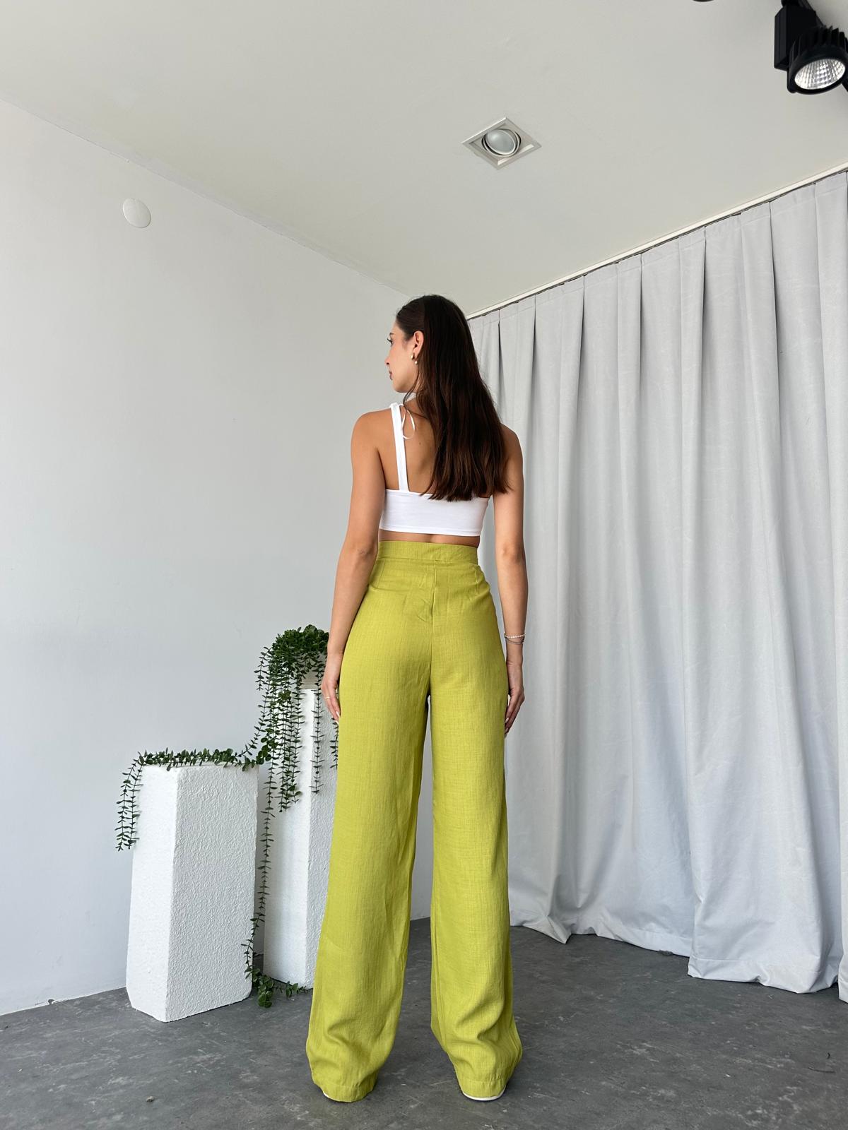 Yeşil Keten Pantolon - Görsel 6