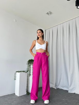 Pembe Keten Pantolon