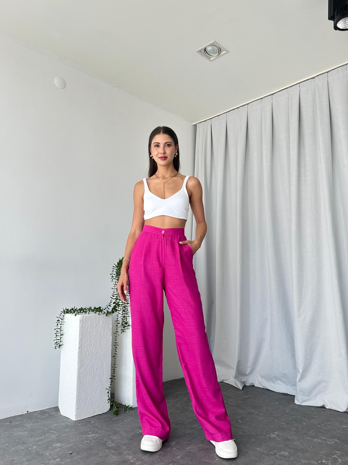 Pembe Keten Pantolon - Görsel 2