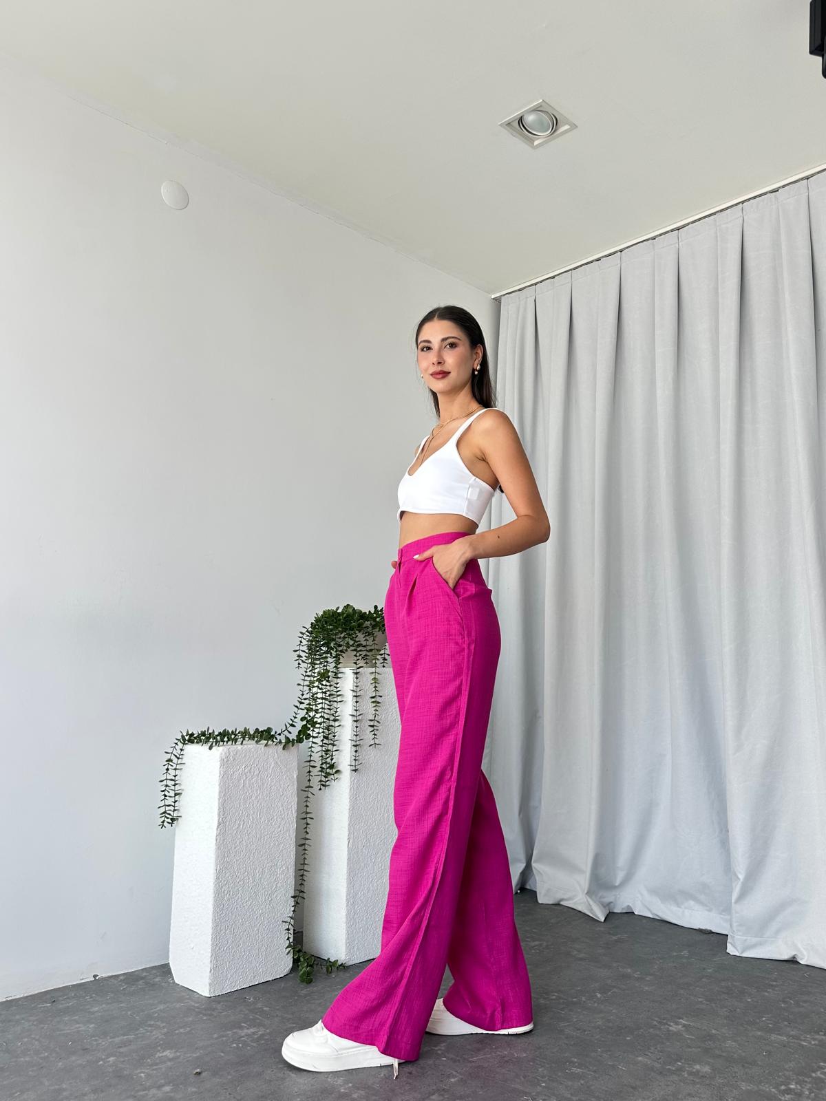 Pembe Keten Pantolon - Görsel 7