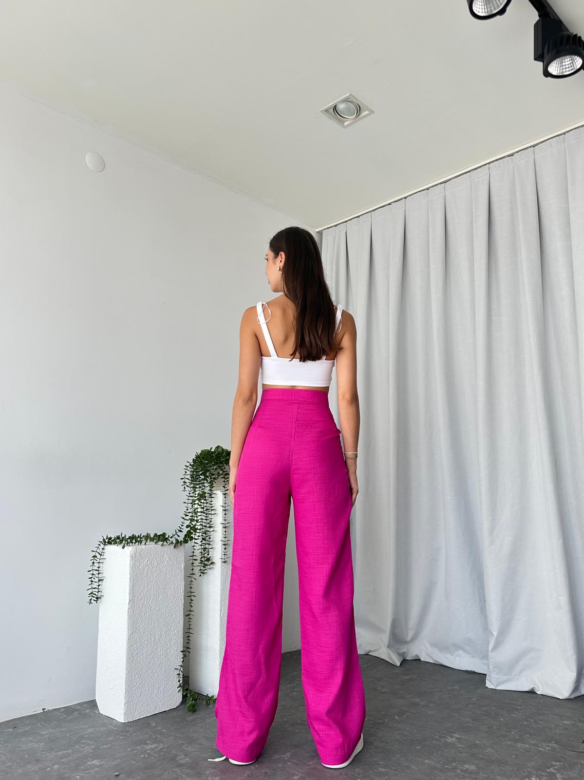 Pembe Keten Pantolon - Görsel 8