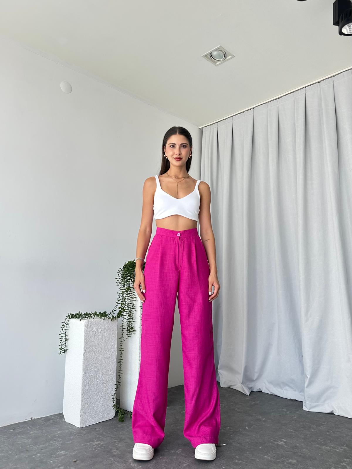 Pembe Keten Pantolon - Görsel 9