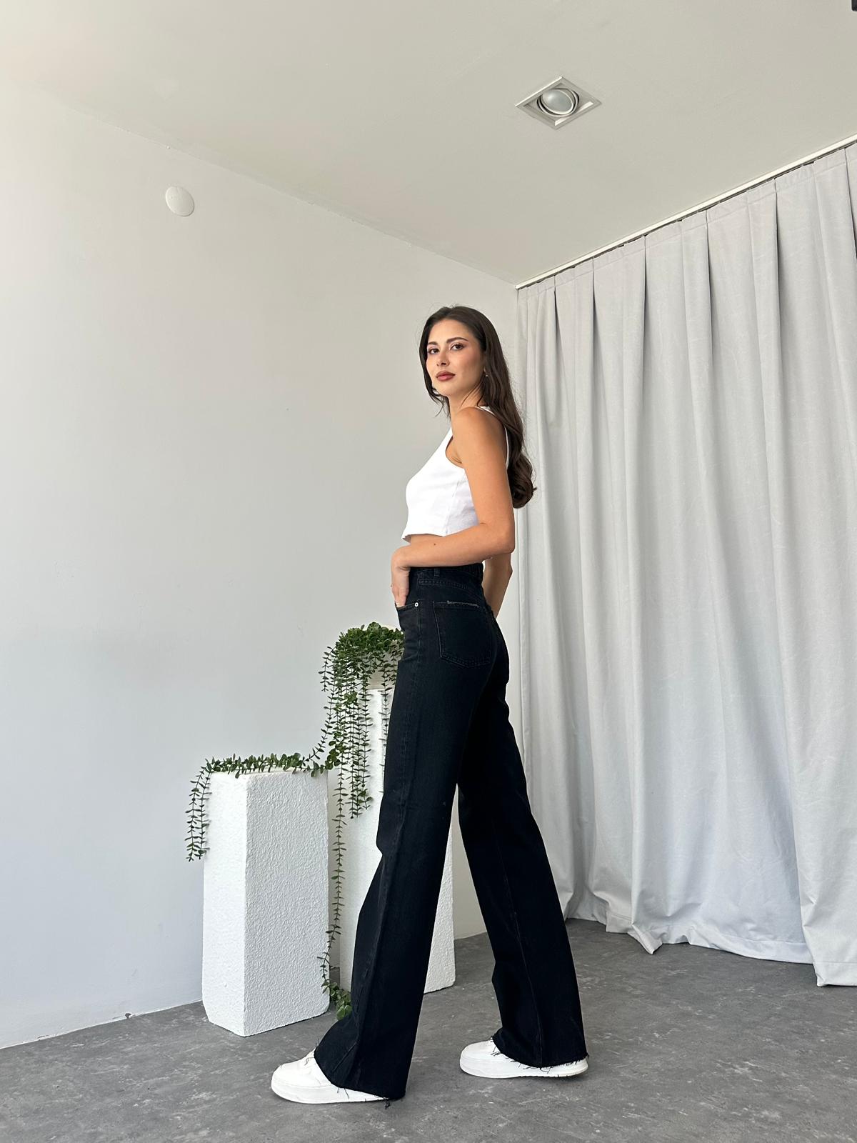 Kadın Siyah Wide Leg Jean - Görsel 5