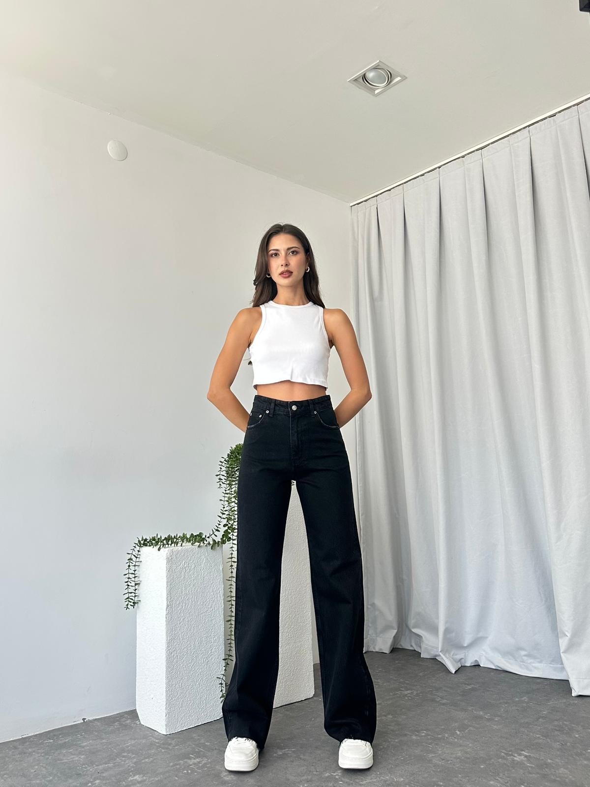 Kadın Siyah Wide Leg Jean
