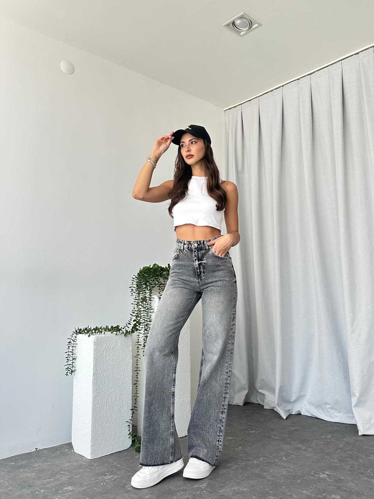 Kadın Gri Wide Leg Jean - Görsel 2