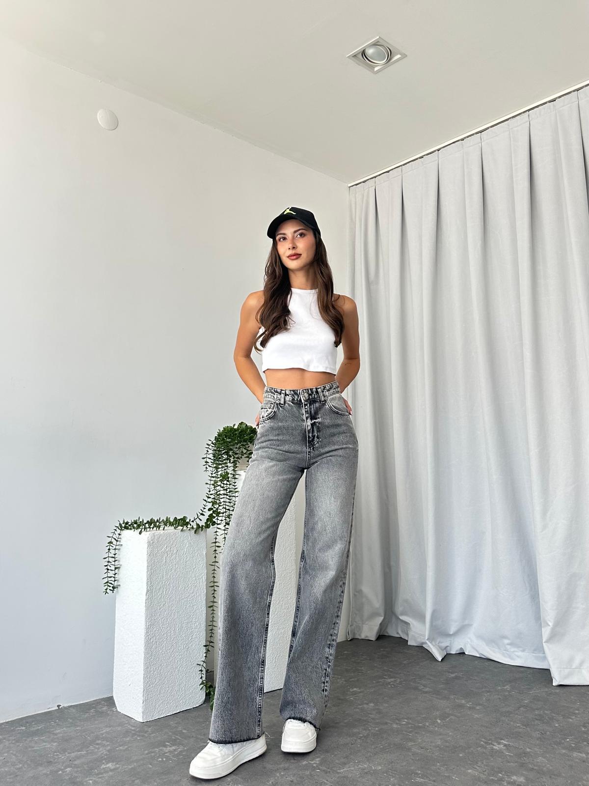 Kadın Gri Wide Leg Jean - Görsel 5