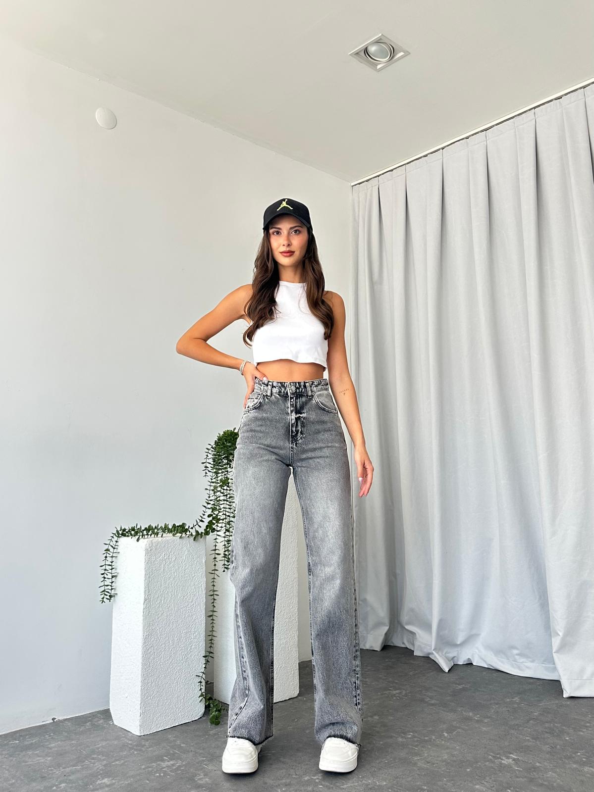 Kadın Gri Wide Leg Jean - Görsel 6