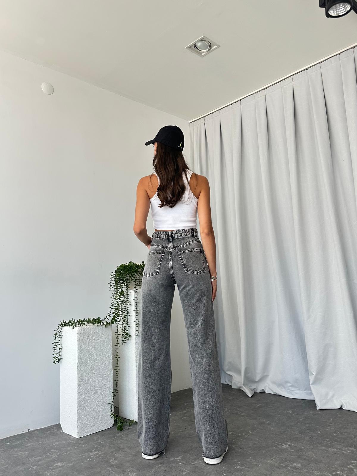 Kadın Gri Wide Leg Jean - Görsel 9