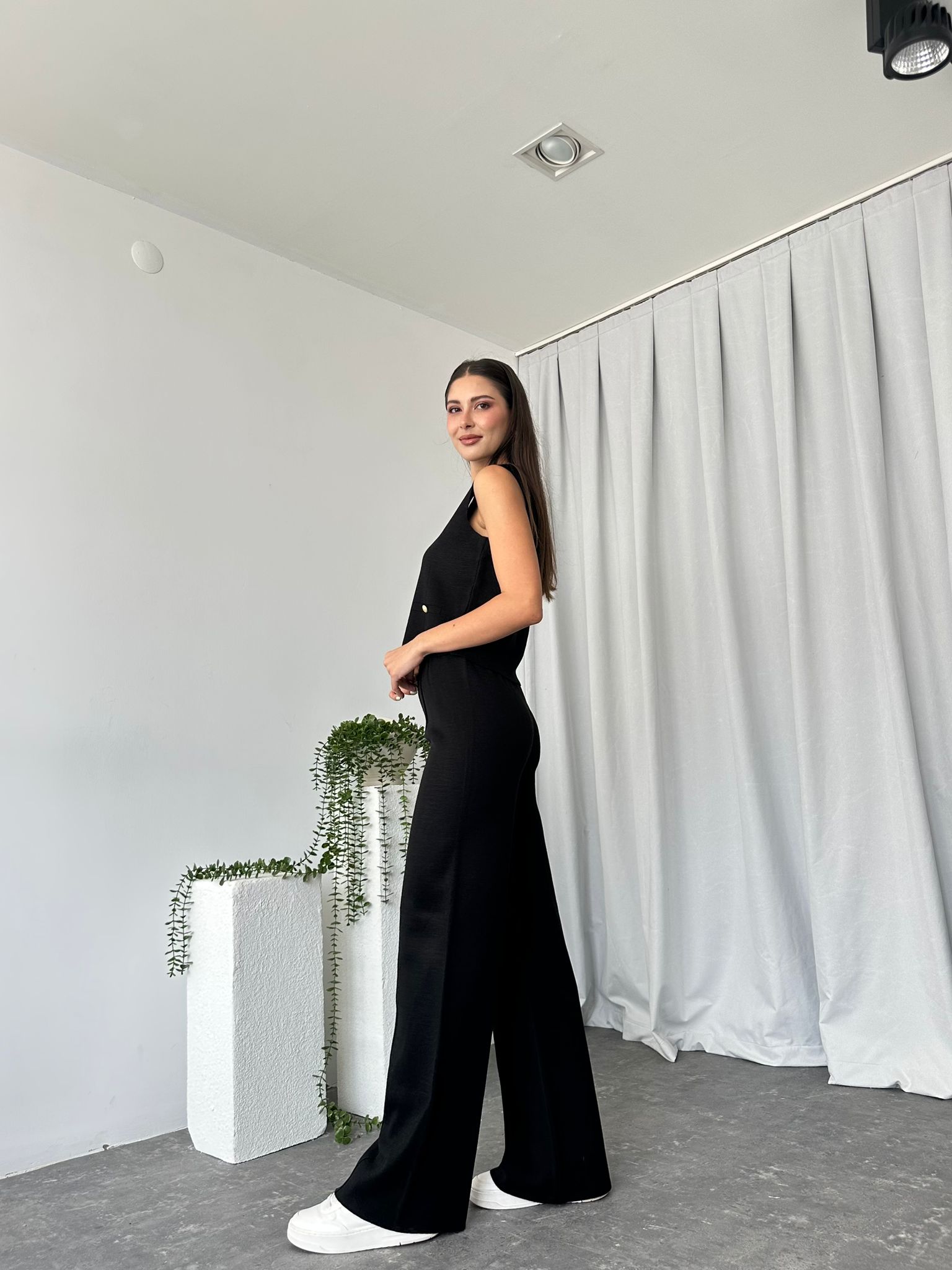 Kadın Siyah Triko Yelek-Pantolon Takım - Görsel 5