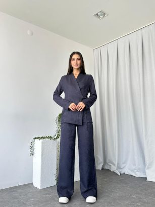 Kadın Maya Lacivert Gömlek Takım
