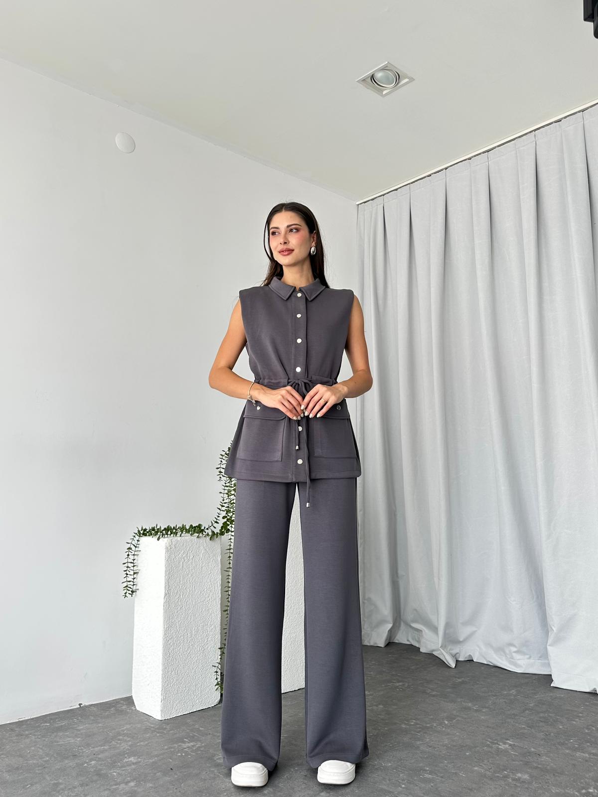 Kadın Modal Kumaş Gri Takım