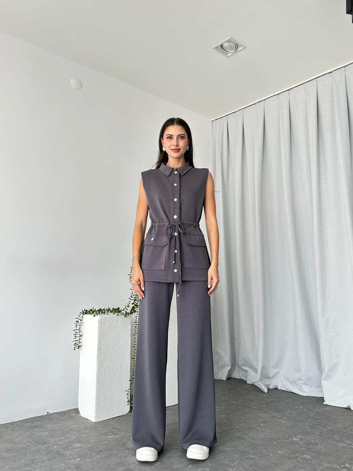 Kadın Modal Kumaş Gri Takım - Görsel 5
