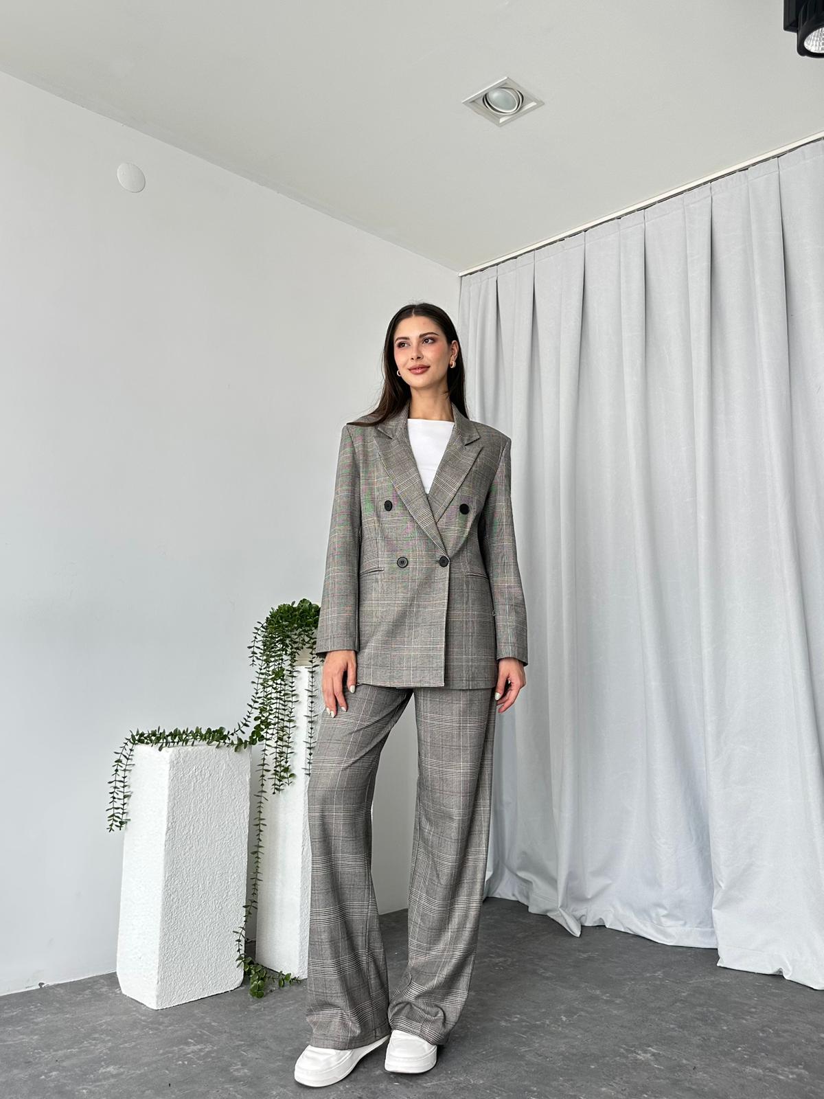 Kadın Ekose Ceket Pantolon Takım - Görsel 2