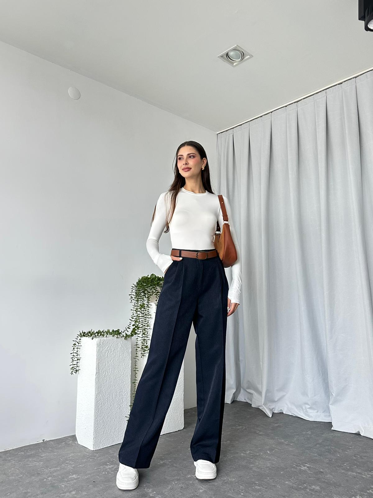 Ivy Lacivert Yün Efekt Pantolon - Görsel 2