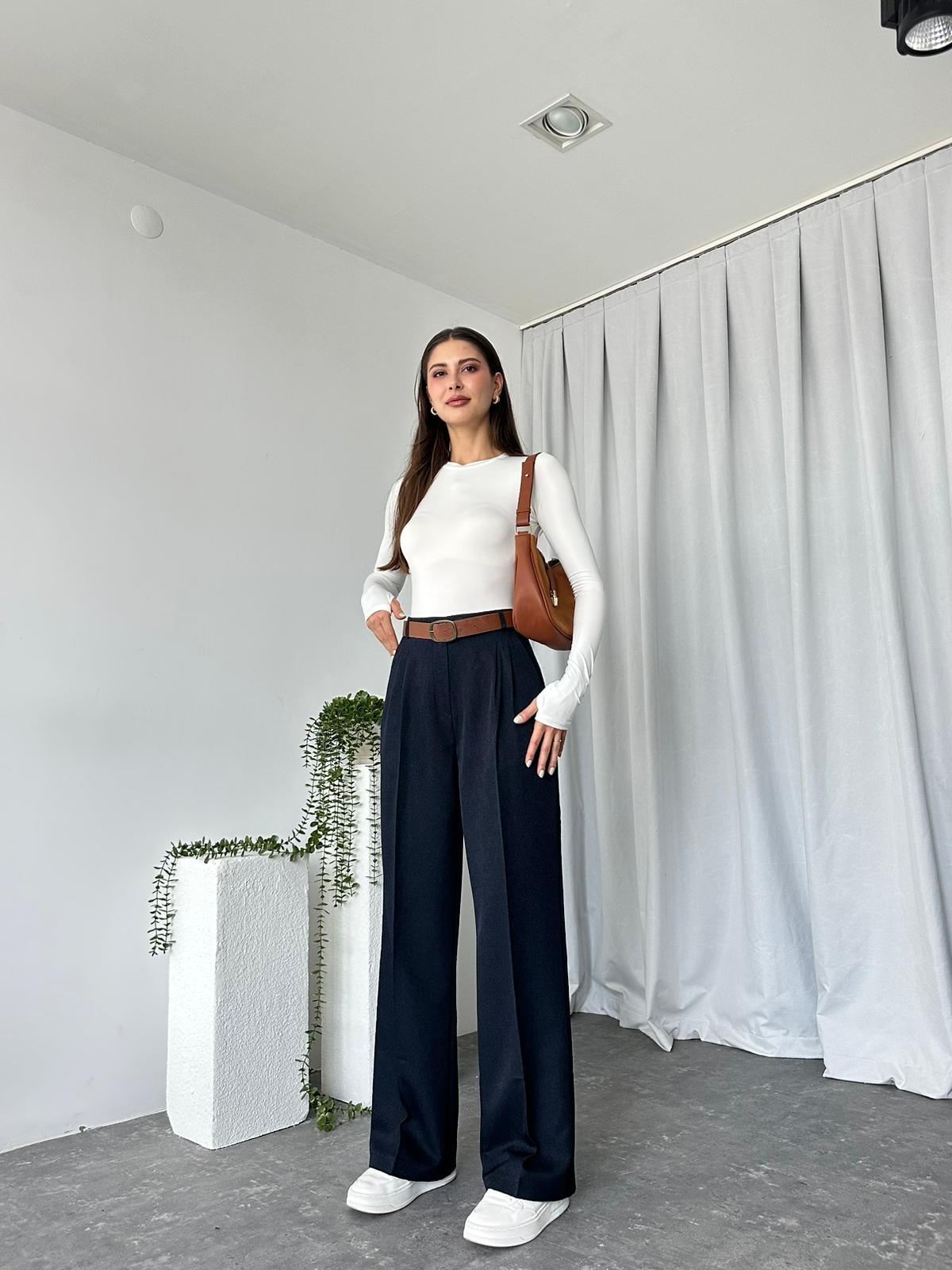 Ivy Lacivert Yün Efekt Pantolon - Görsel 7