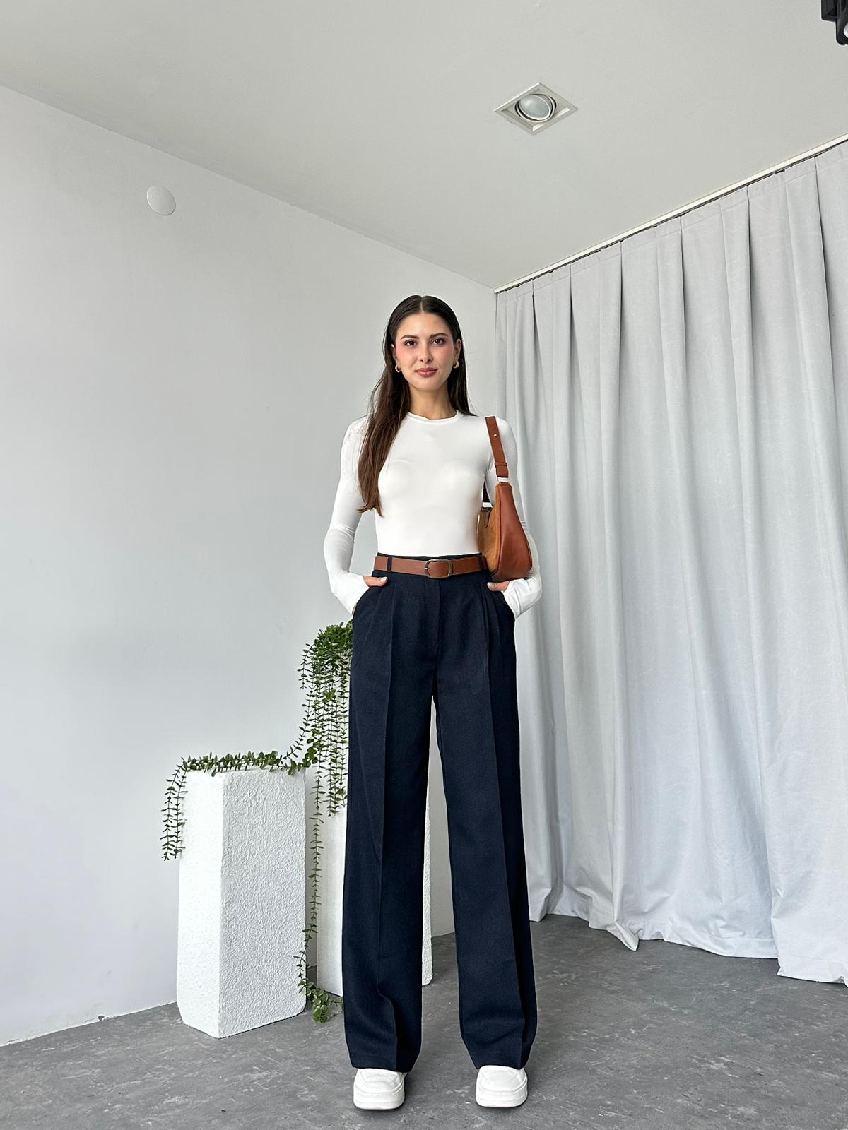 Ivy Lacivert Yün Efekt Pantolon - Görsel 10