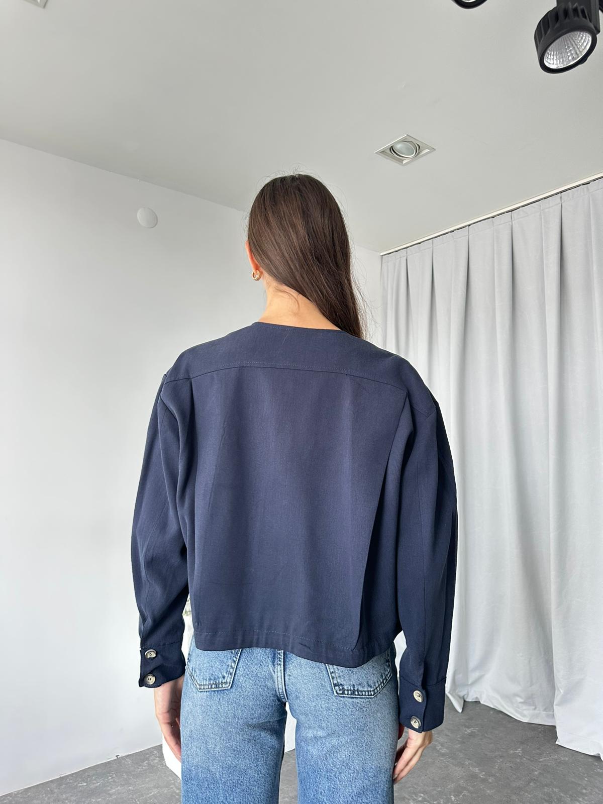 Kadın Lacivert Cepli Kısa Ceket - Görsel 6