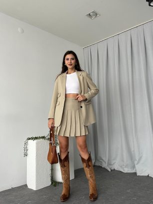 Kadın Krem Joyce Etek-Ceket Takım