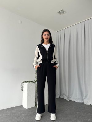 Kadın Oys  Fermuarlı Siyah Eşofman Takımı