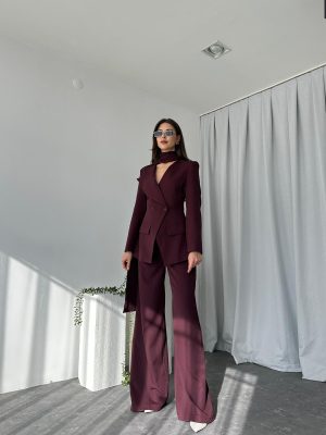 Kadın Amara Mürdüm Ceket-Pantolon Takım