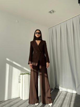 Kadın Amara Kahve Ceket-Pantolon Takım