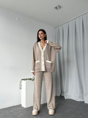 Triko Vizon Hırka-Pantolon Takım