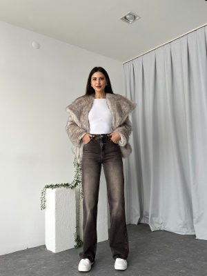 Kadın Acı Kahve Wide Leg Jean