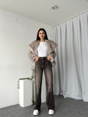 Kadın Acı Kahve Wide Leg Jean