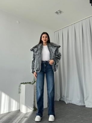 Kadın Lacivert Wide Leg Jean