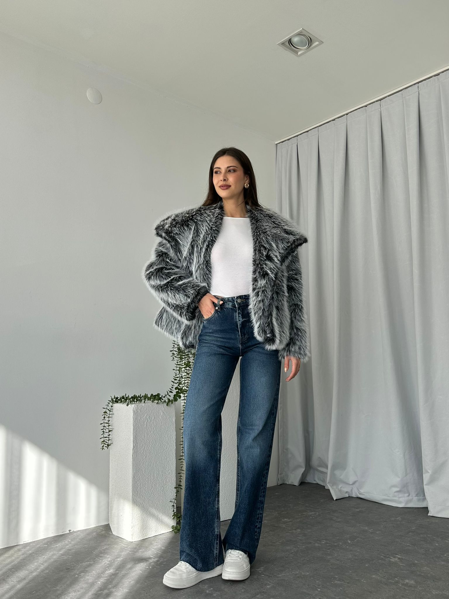 Kadın Lacivert Wide Leg Jean - Görsel 5