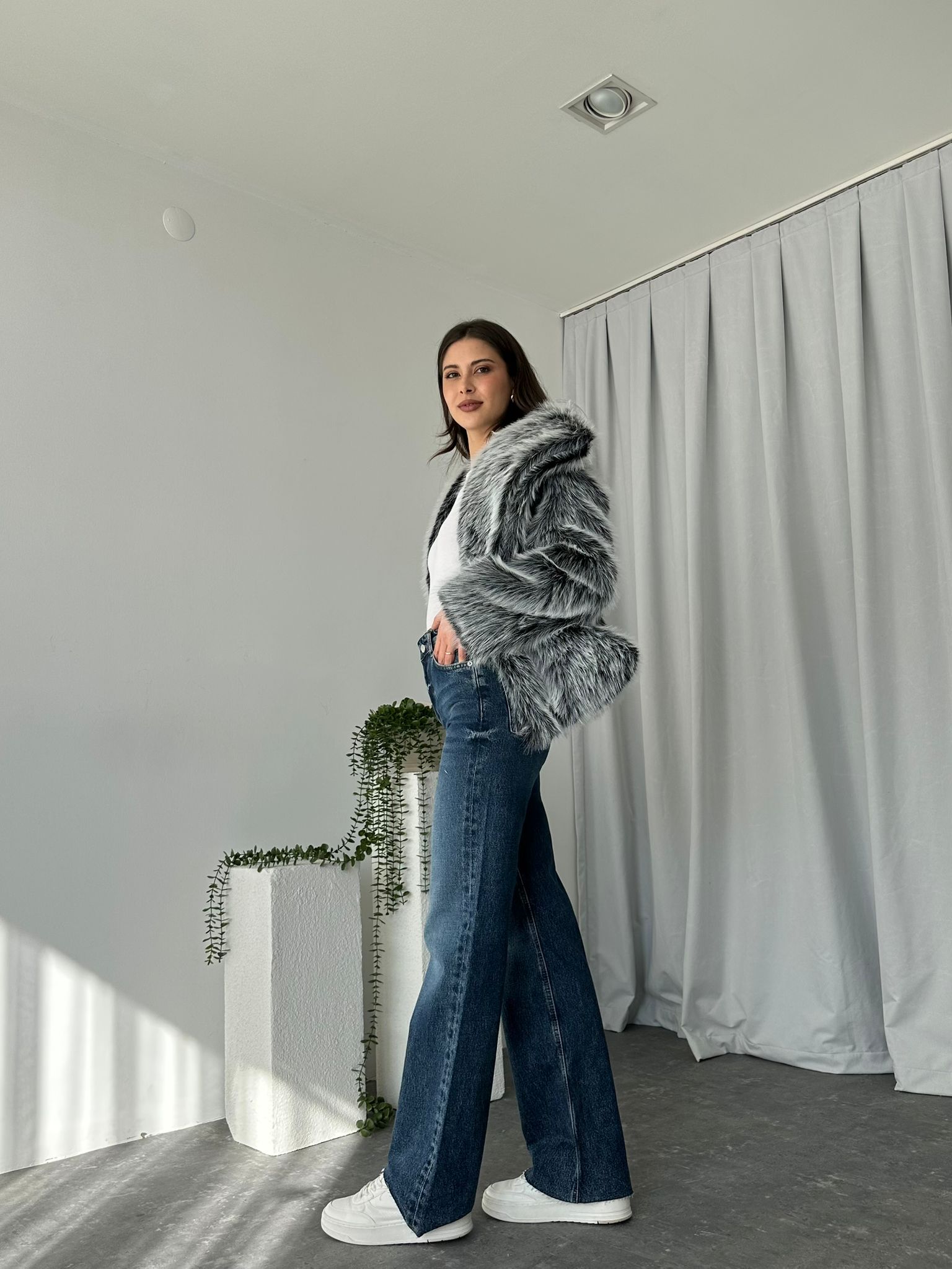 Kadın Lacivert Wide Leg Jean - Görsel 6