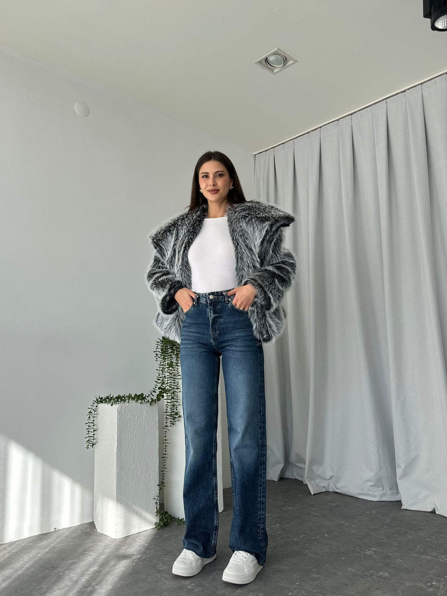 Kadın Lacivert Wide Leg Jean - Görsel 7