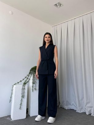 Kadın Leilam Lacivert Yelek Pantolon Takım