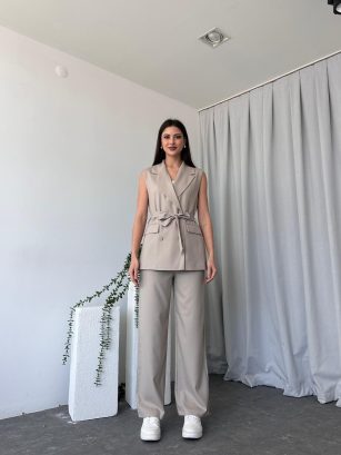 Kadın Leilam Vizon Yelek Pantolon Takım