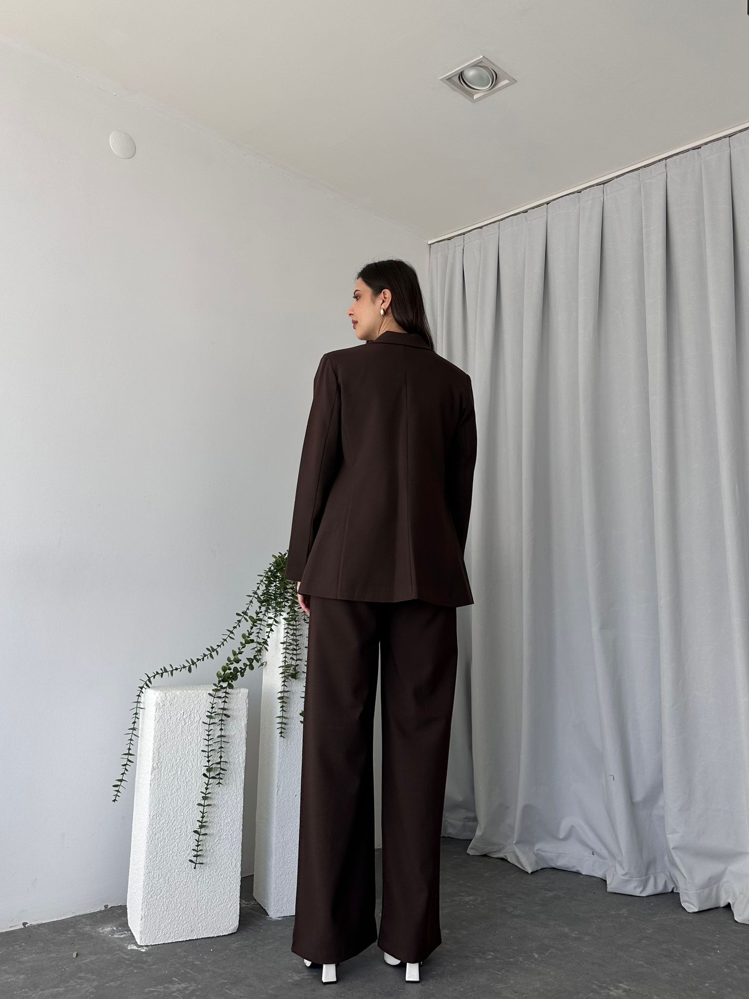 Kadın Ellie Kahverengi Ceket-Pantolon Takım - Görsel 5