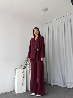 Kadın Ellie Bordo Ceket-Pantolon Takım