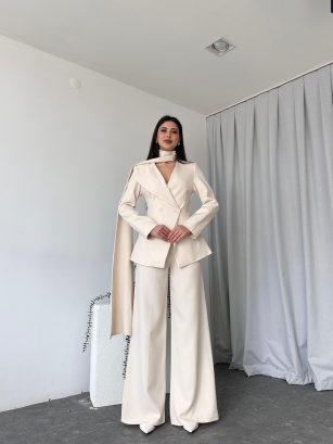 Kadın Amara Krem Ceket-Pantolon Takım