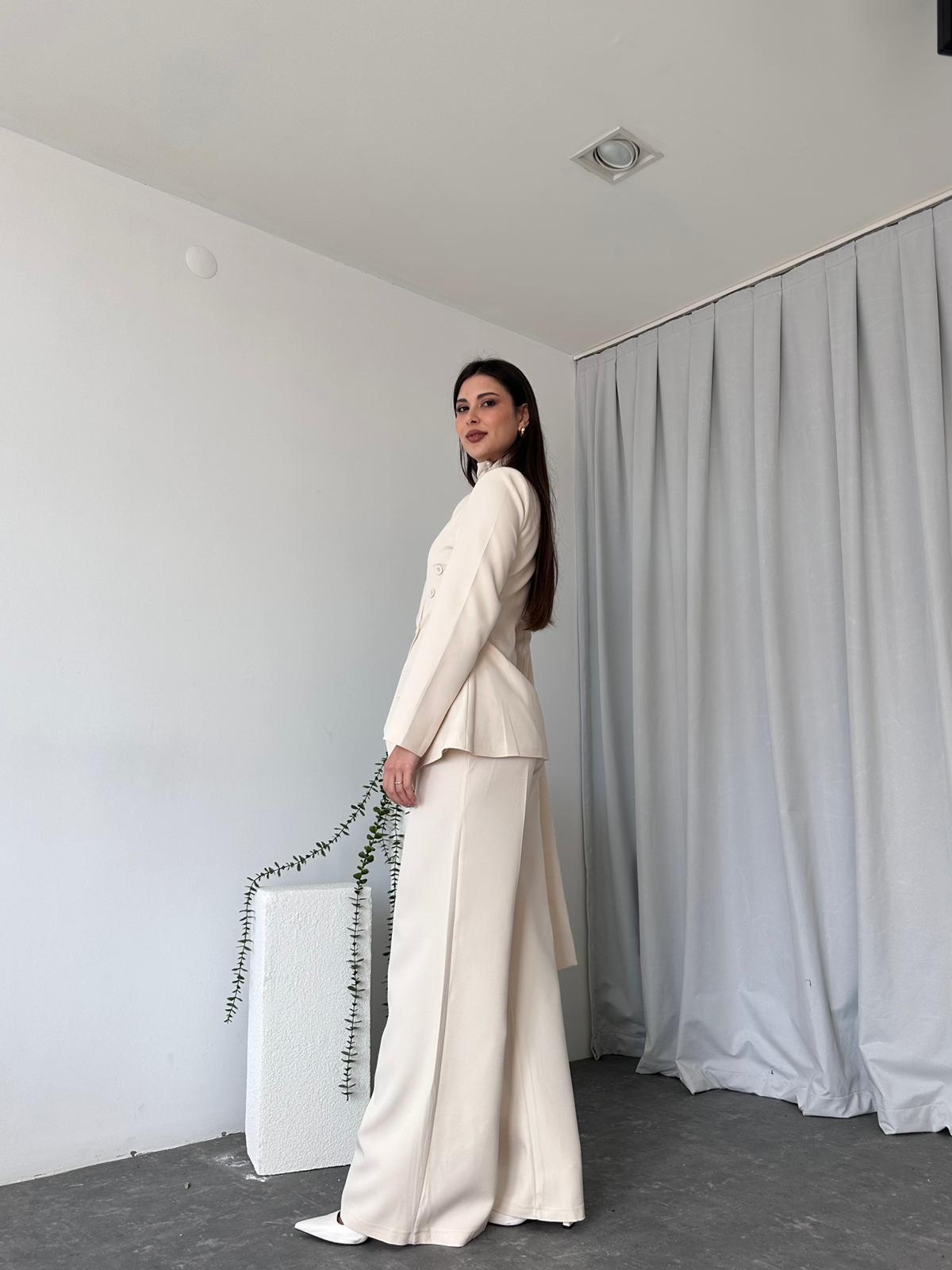 Kadın Amara Krem Ceket-Pantolon Takım - Görsel 12
