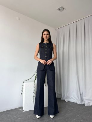 Denim Yelek-Pantolon Takım