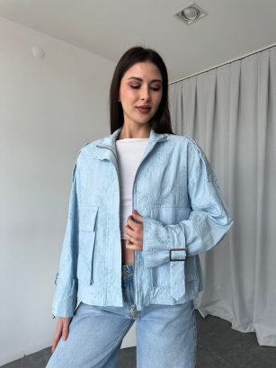 Nakışlı Bebek Mavisi Ceket