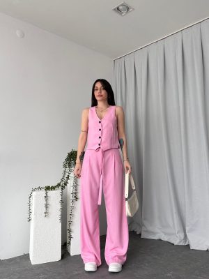 Kadın Berry Pembe Yelekli Takım