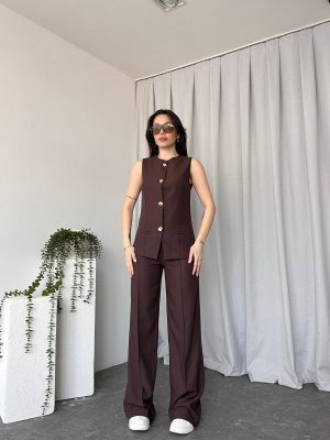 Kadın Kahverengi Agnes Yelekli Takım