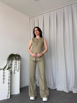 Kadın Haki Agnes Yelekli Takım