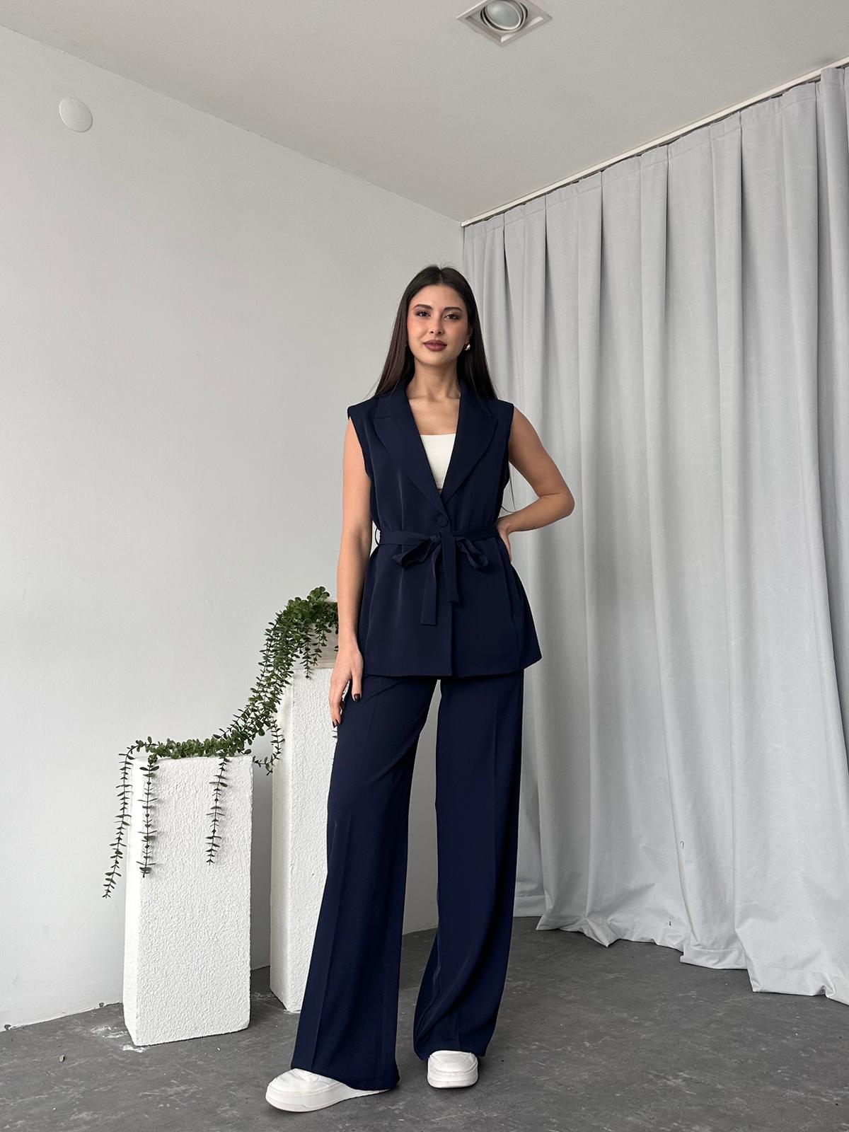 Kadın LACİVERT Uzun Yelekli Takım - Görsel 7