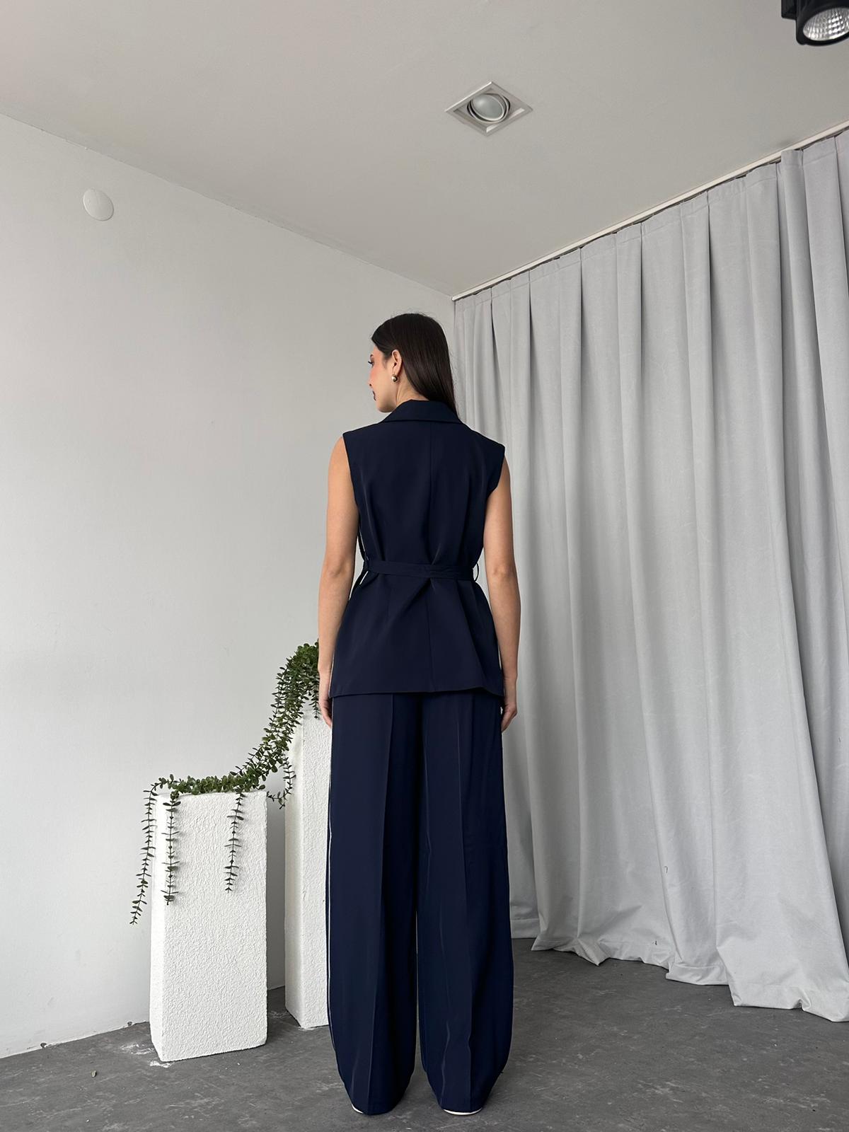 Kadın LACİVERT Uzun Yelekli Takım - Görsel 8