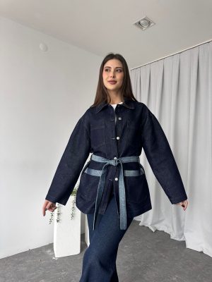 Kuşaklı Denim Ceket