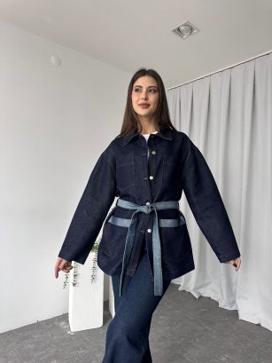Kuşaklı Denim Ceket