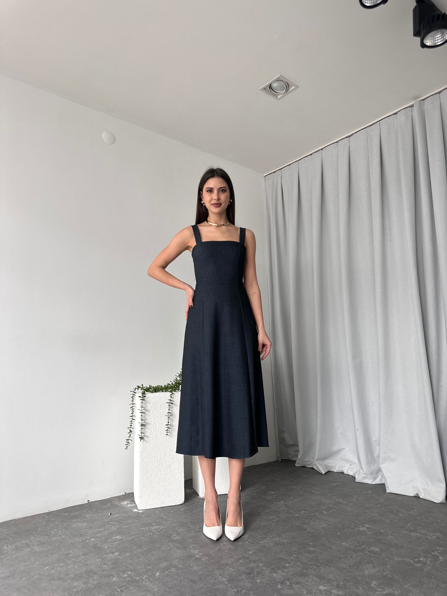 Kadın Ala Lacivert Elbise - Görsel 3