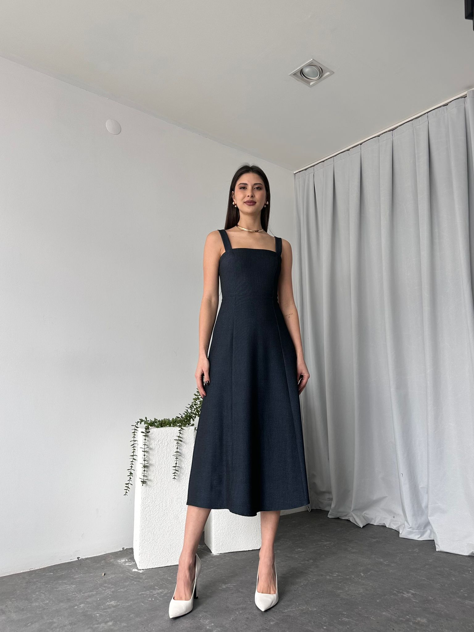 Kadın Ala Lacivert Elbise - Görsel 4